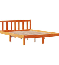 Bettgestell mit Kopfteil ohne Matratze Wachsbraun 135x190 cm