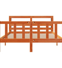 Bettgestell mit Kopfteil ohne Matratze Wachsbraun 140x190 cm