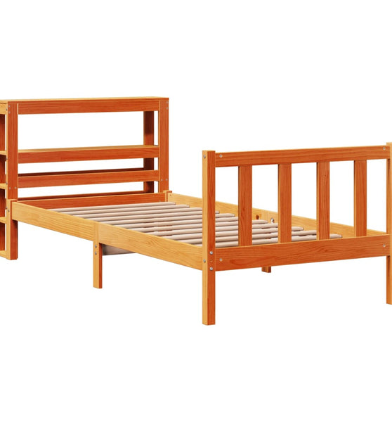 Bettgestell mit Kopfteil ohne Matratze Wachsbraun 100x200 cm