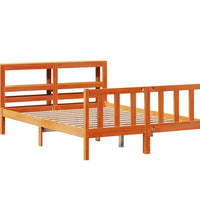 Bettgestell mit Kopfteil ohne Matratze Wachsbraun 120x200 cm