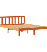 Bettgestell mit Kopfteil ohne Matratze Wachsbraun 140x200 cm