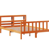 Bettgestell mit Kopfteil ohne Matratze Wachsbraun 150x200 cm