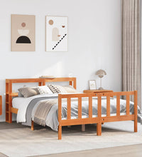 Bettgestell mit Kopfteil ohne Matratze Wachsbraun 150x200 cm