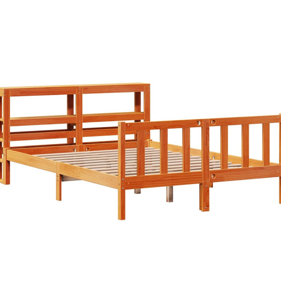 Bettgestell mit Kopfteil ohne Matratze Wachsbraun 160x200 cm