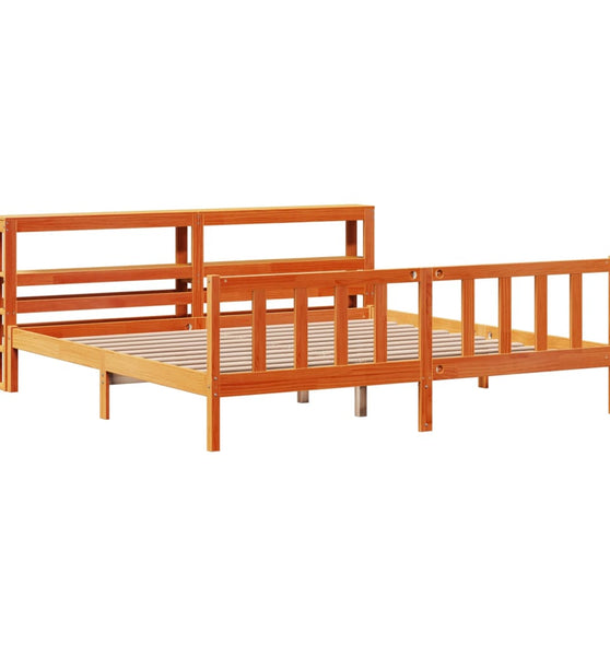 Bettgestell mit Kopfteil ohne Matratze Wachsbraun 200x200 cm