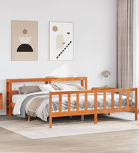 Bettgestell mit Kopfteil ohne Matratze Wachsbraun 200x200 cm