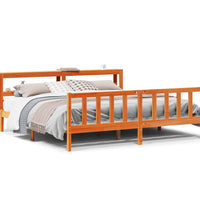Bettgestell mit Kopfteil ohne Matratze Wachsbraun 200x200 cm