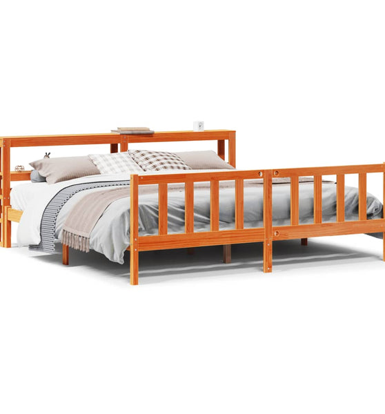 Bettgestell mit Kopfteil ohne Matratze Wachsbraun 200x200 cm