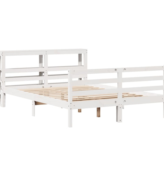 Massivholzbett ohne Matratze Weiß 135x190 cm Kiefernholz