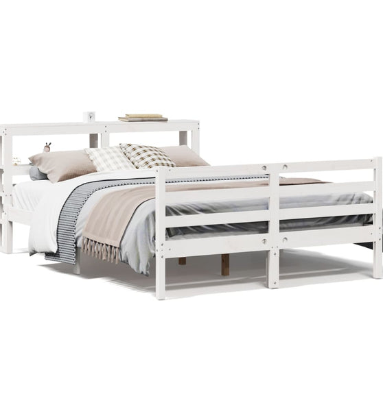 Massivholzbett ohne Matratze Weiß 140x190 cm Kiefernholz