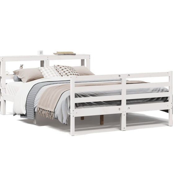 Massivholzbett ohne Matratze Weiß 150x200 cm Kiefernholz