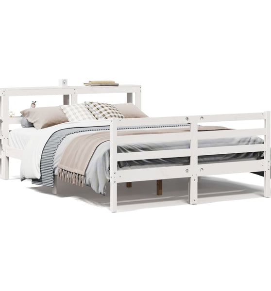 Massivholzbett ohne Matratze Weiß 160x200 Kiefernholz