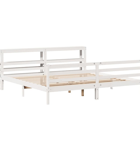 Massivholzbett ohne Matratze Weiß 200x200 cm Kiefernholz