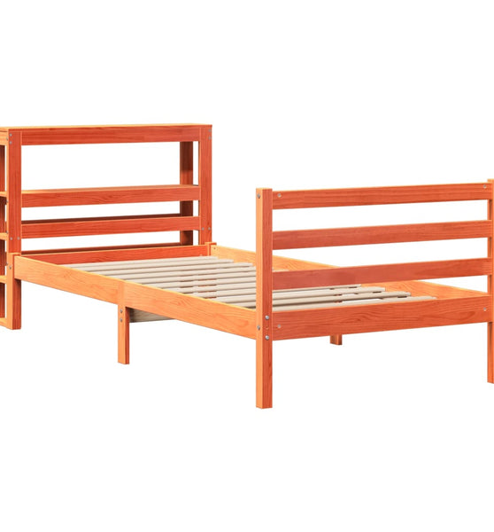 Massivholzbett ohne Matratze Wachsbraun 75x190 cm Kiefernholz