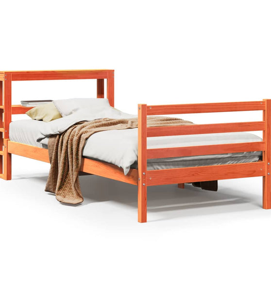 Massivholzbett ohne Matratze Wachsbraun 75x190 cm Kiefernholz