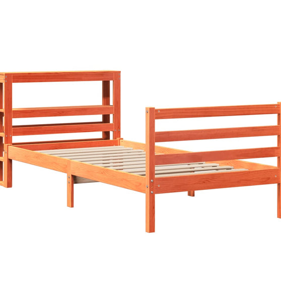 Massivholzbett ohne Matratze Wachsbraun 90x190 cm Kiefernholz