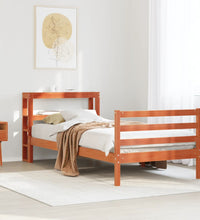 Massivholzbett ohne Matratze Wachsbraun 90x190 cm Kiefernholz