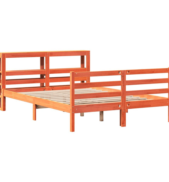 Massivholzbett ohne Matratze Wachsbraun 140x190 cm Kiefernholz