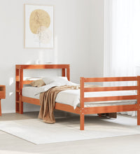 Massivholzbett ohne Matratze Wachsbraun 90x200 Kiefernholz