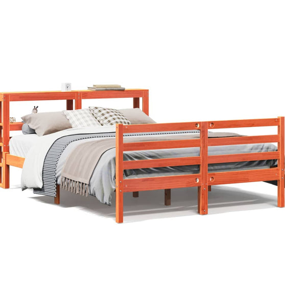 Massivholzbett ohne Matratze Wachsbraun 160x200 Kiefernholz