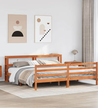 Massivholzbett ohne Matratze Wachsbraun 200x200 Kiefernholz