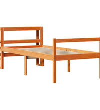 Bettgestell mit Kopfteil ohne Matratze Wachsbraun 75x190 cm