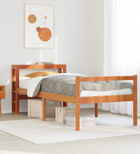 Bettgestell mit Kopfteil ohne Matratze Wachsbraun 75x190 cm