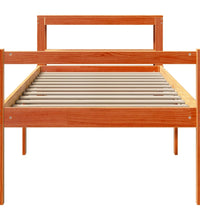 Bettgestell mit Kopfteil ohne Matratze Wachsbraun 75x190 cm