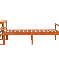 Bettgestell mit Kopfteil ohne Matratze Wachsbraun 75x190 cm