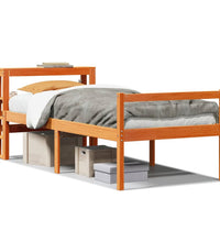 Bettgestell mit Kopfteil ohne Matratze Wachsbraun 75x190 cm