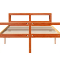 Bettgestell mit Kopfteil ohne Matratze Wachsbraun 120x190 cm