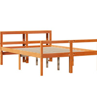 Bettgestell mit Kopfteil ohne Matratze Wachsbraun 135x190 cm