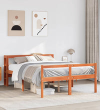 Bettgestell mit Kopfteil ohne Matratze Wachsbraun 135x190 cm