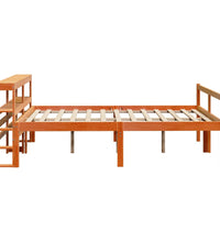 Bettgestell mit Kopfteil ohne Matratze Wachsbraun 135x190 cm