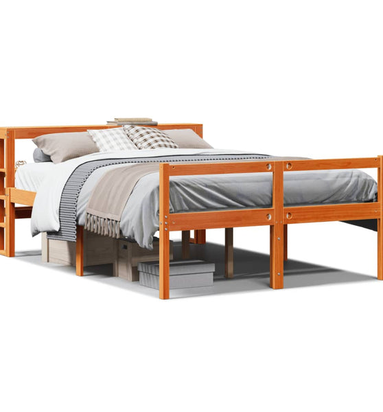 Bettgestell mit Kopfteil ohne Matratze Wachsbraun 150x200 cm