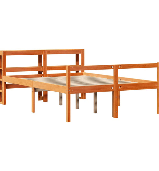 Bettgestell mit Kopfteil ohne Matratze Wachsbraun 160x200 cm