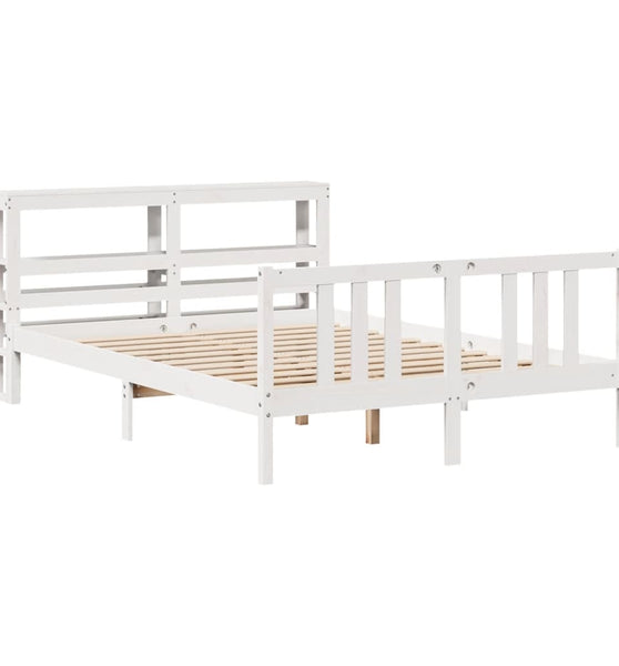 Bettgestell mit Kopfteil ohne Matratze Weiß 140x200 cm