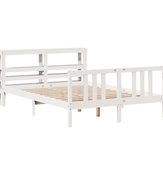 Bettgestell mit Kopfteil ohne Matratze Weiß 150x200 cm