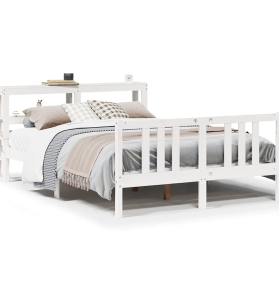 Bettgestell mit Kopfteil ohne Matratze Weiß 150x200 cm