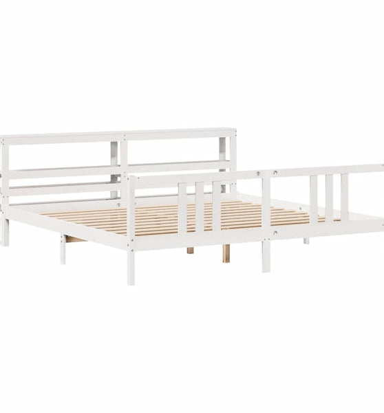 Bettgestell mit Kopfteil ohne Matratze Weiß 200x200 cm