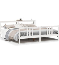 Bettgestell mit Kopfteil ohne Matratze Weiß 200x200 cm