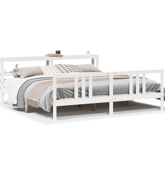 Bettgestell mit Kopfteil ohne Matratze Weiß 200x200 cm