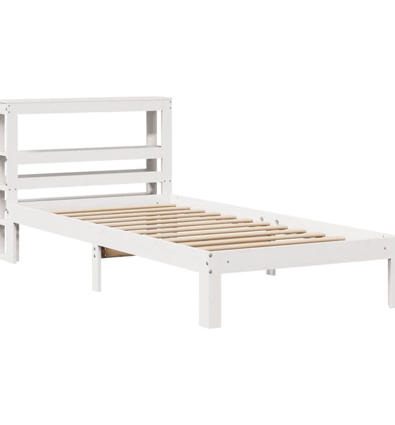 Bettgestell mit Kopfteil ohne Matratze Weiß 75x190 cm