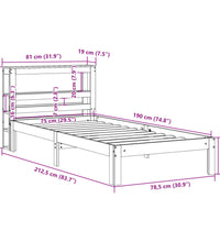 Bettgestell mit Kopfteil ohne Matratze Weiß 75x190 cm
