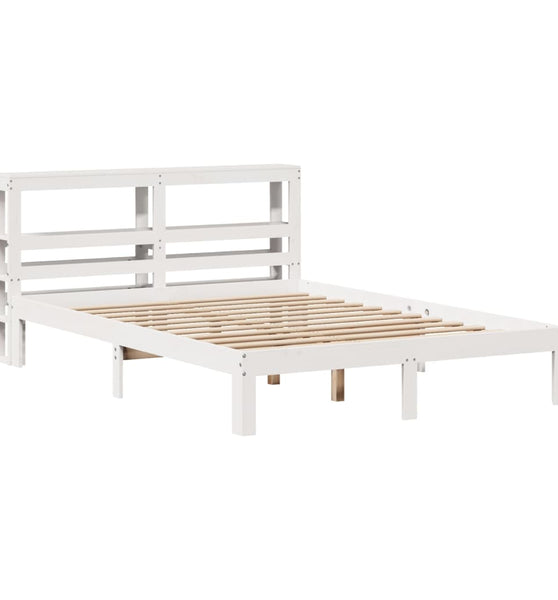 Bettgestell mit Kopfteil ohne Matratze Weiß 135x190 cm