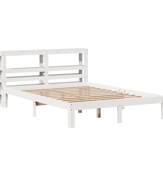 Bettgestell mit Kopfteil ohne Matratze Weiß 140x190 cm