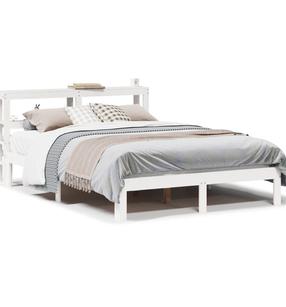 Bettgestell mit Kopfteil ohne Matratze Weiß 160x200 cm