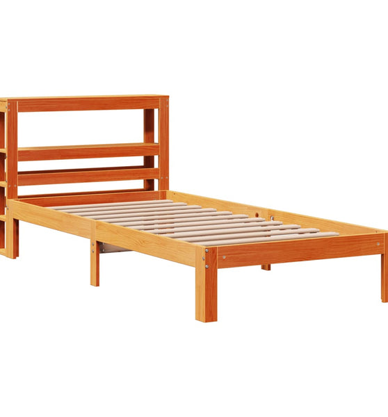 Massivholzbett ohne Matratze Wachsbraun 90x190 cm Kiefernholz