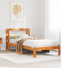 Massivholzbett ohne Matratze Wachsbraun 90x190 cm Kiefernholz