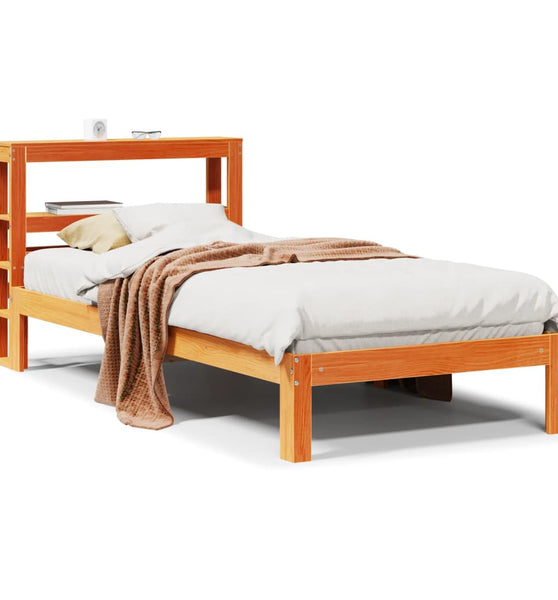 Massivholzbett ohne Matratze Wachsbraun 90x190 cm Kiefernholz